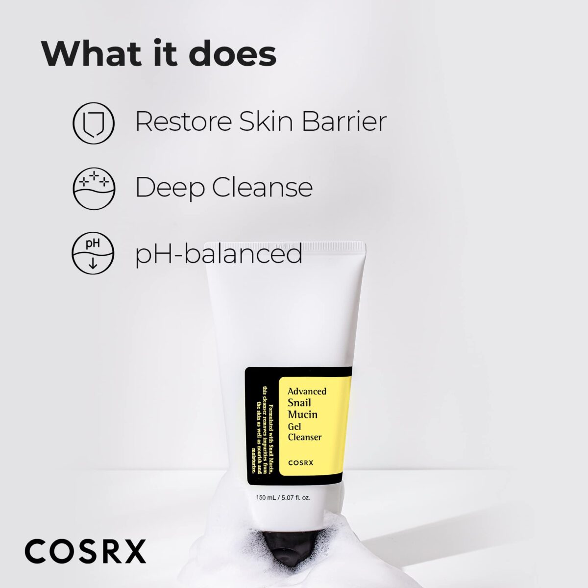Cosrx Advanced Snail Mucin Gel Cleanser 50ml - Image 2